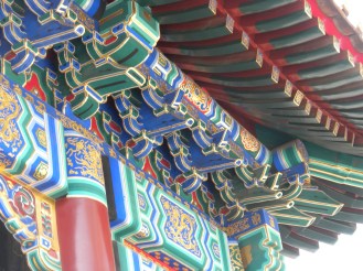 The buildings in the Lama Temple are colorfully decorated.