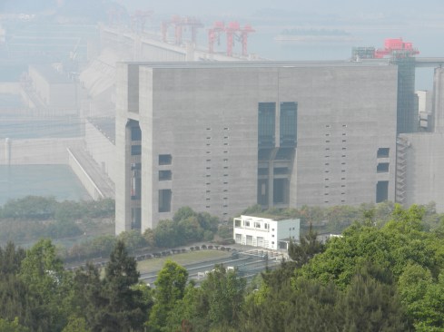 The ship elevator, with the dam in the background