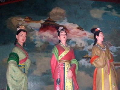 Figures of three female gods. Can you tell which one fell in love with a mortal.