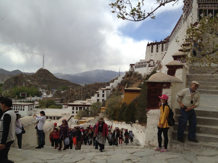 About halfway up the climb, with one set of stackers completed and another to come