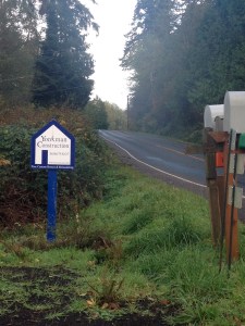Our builder's sign at the entrance to the property