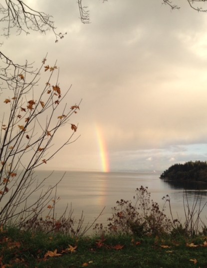 Rainbow over the water, looking to the northeast