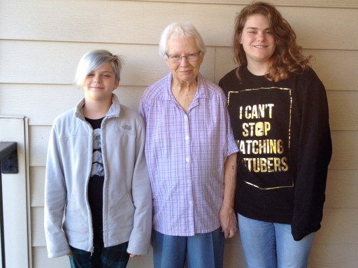 Annika and Sophia with their Great Grandmother Lois