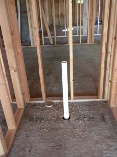The first pipe, where the toilet will go in the guest bathroom