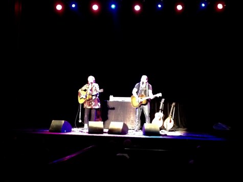 Shawn Colvin and Steve Earle on stage at the Neptune Theater