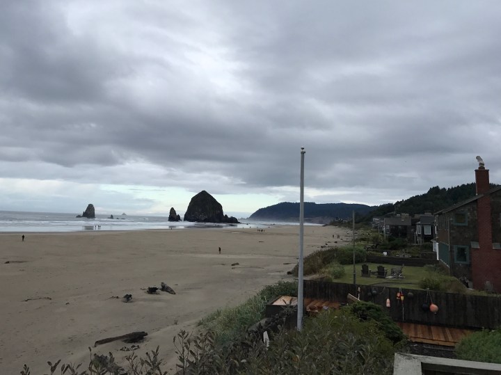 The view of Haystack Rock from our rental house in Cannon Beach