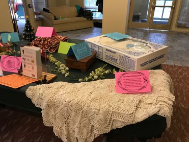 Items on the remembrance table at the memorial service for Robin's Aunt Corrine