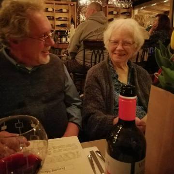 Lois at her birthday dinner, with Mark