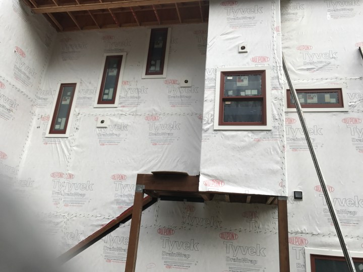 Exterior trim has been added around the windows.