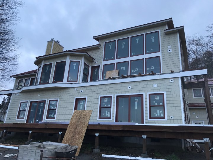 All the siding is on. Once the weather improves, it will get painted.