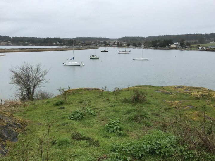 Sailboats at anchor in Fisherman Bay