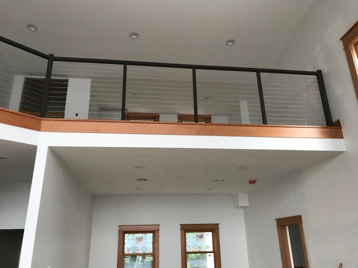 Loft railing, seen from below