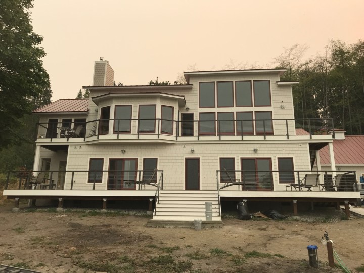 The exterior is now the right colors, though the painters have a lot of trim to finish.