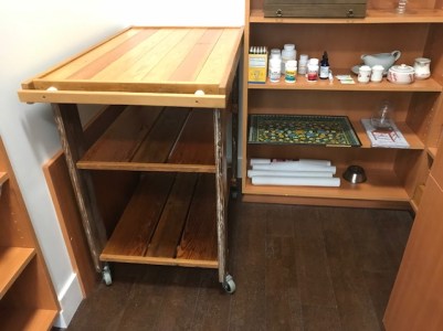 The cart that Mark made for our pantry. It fits perfectly.