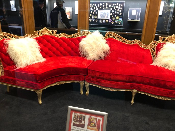 This red couch once graced the mansion but is now in the museum.