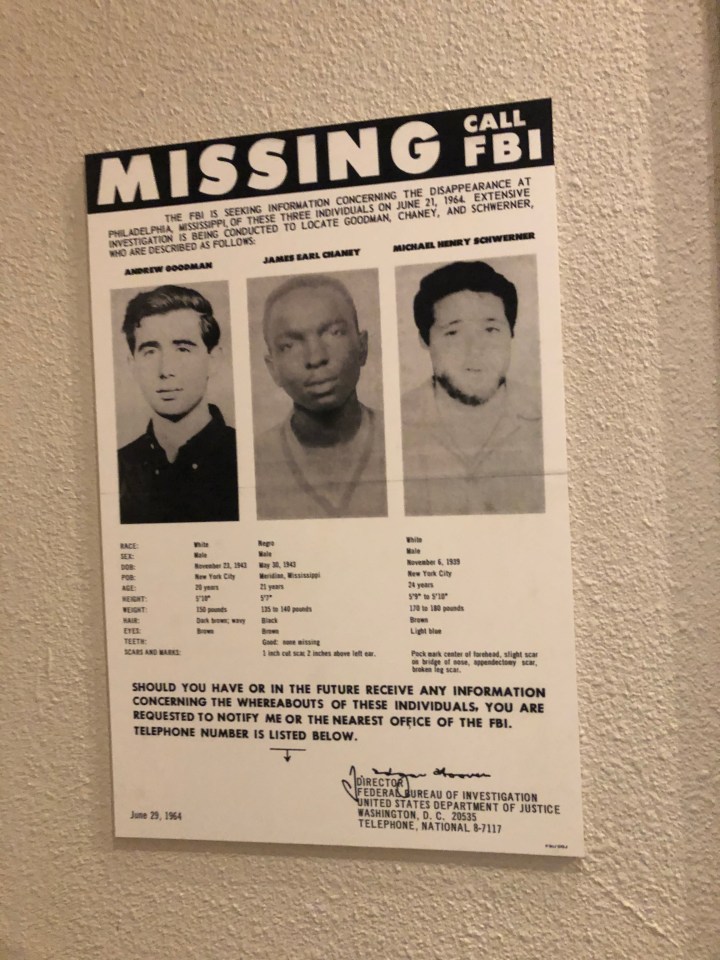 A missing-persons notice for the three civil-rights workers who were found murdered.